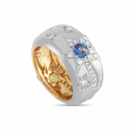 Chanel // Day Night 18K Yellow Gold + 18K White Gold Diamond + Sapphire Ring // Ring Size: 5.5 // Estate