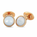 Antonellis // 18K Rose Gold + Moonstone Cufflinks // New