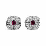 Marconi Geneve // 18K White Gold Diamond + Burmese Ruby Cufflinks // Estate