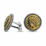 King Baby // Silver Liberty Headdress Concho Cufflinks // New