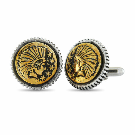 King Baby // Silver Liberty Headdress Concho Cufflinks // New