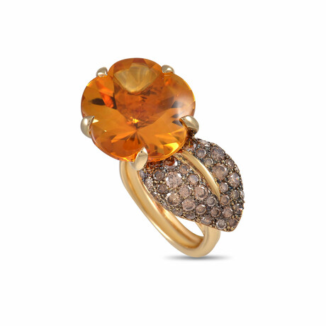 Chanel // 18K Yellow Gold + Brown Diamond + Citrine Ring // Ring Size: 5.5 // Estate