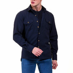 European Flannel Shirts // Navy Blue (M)