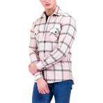 Flannel Shirts // Salmon Pink + White + Black Plaid (M)