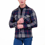 Checkered Flannel // Blue + White + Red (S)