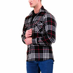 Checkered Flannel // Black + White + Red (XL)