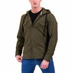 Hooded Flannel // Olive Green (M)