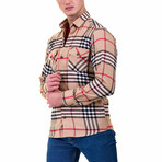 European Flannel Shirts // Tan + White + Black + Red Plaid (XS)