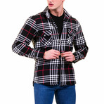 Checkered Flannel // Black + White + Red (S)