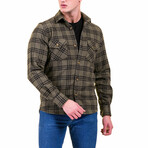 Checkered Flannel // Olive Green + Black (M)
