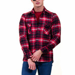European Flannel Shirts // Red + Black + White Plaid (XS)