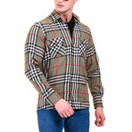Checkered Flannel // Olive Green + Black + Red (XL)