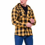 Checkered Pattern Hooded Flannel // Yellow + Black (2XL)