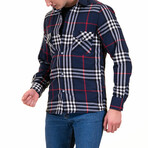Checkered Flannel // Blue + White + Red (M)