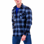 European Flannel Shirts // Blue + Black Plaid (M)