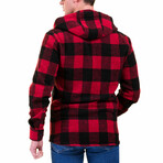 Checkered Hooded Flannel // Red + Black (S)