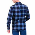 European Flannel Shirts // Blue + Black Plaid (M)