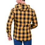 Checkered Pattern Hooded Flannel // Yellow + Black (S)