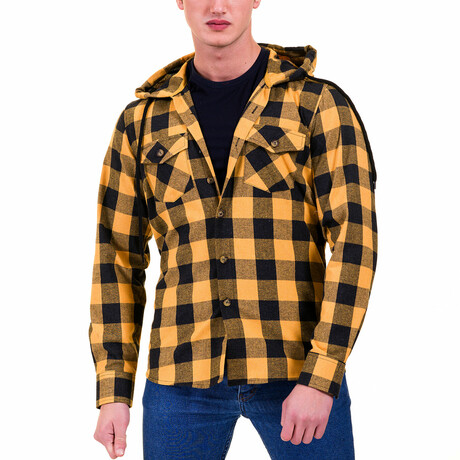 Hooded Flannel // Yellow + Black (S)
