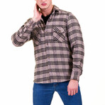European Flannel Shirts // Tan + Black Plaid (M)