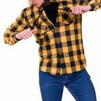 Checkered Pattern Hooded Flannel // Yellow + Black (M)