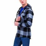 Big Checkered Pattern Hooded Flannel // Blue + Black (M)