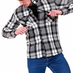 Plaid Pattern Hooded Flannel // White + Black (S)