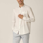 Mason Mandarin Collar Button Up // White (Medium)