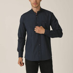 Christian Mandarin Collar Button Up // Dark Teal (Medium)