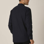 Howard Band Collar Button Up // Navy Blue (Medium)