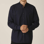 Howard Band Collar Button Up // Navy Blue (Medium)