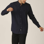 Howard Band Collar Button Up // Navy Blue (Medium)