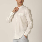 Mason Mandarin Collar Button Up // White (Medium)