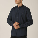 Christian Mandarin Collar Button Up // Dark Teal (Medium)