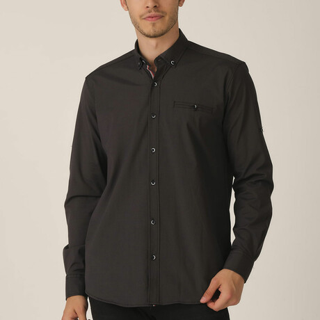 Avery Button Up // Dark Brown (Medium)