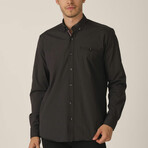 Avery Button Up // Dark Brown (Medium)