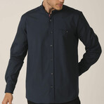 Christian Mandarin Collar Button Up // Dark Teal (Medium)