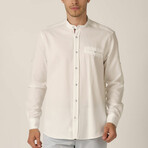 Mason Mandarin Collar Button Up // White (Medium)