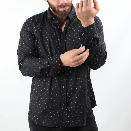 Brett Button Up // Black Patterned (Medium)