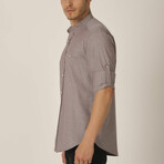 Cordell Mandarin Collar Button Up // Light Brown (Medium)