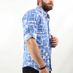 Ronan Button Up // Blue Patterned (Medium)