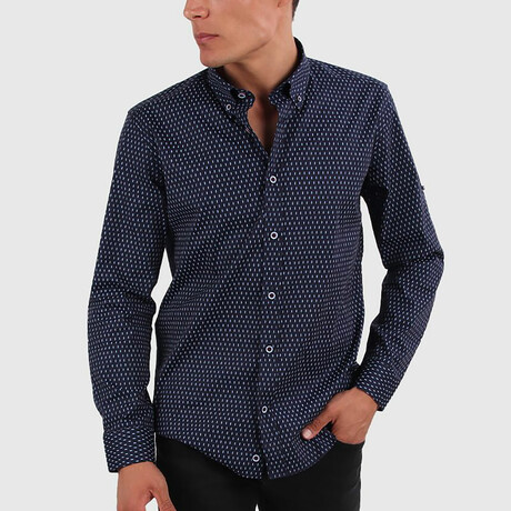 Bentley Button Up // Spotty Navy (Medium)