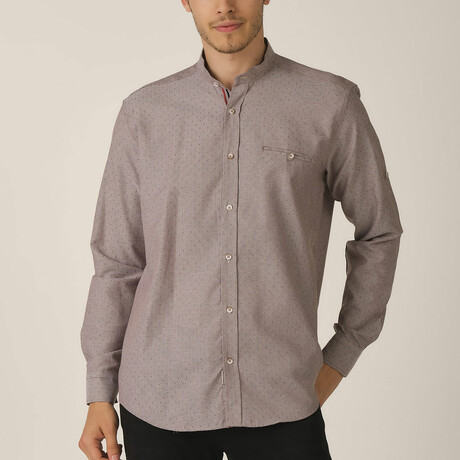 Cordell Mandarin Collar Button Up // Light Brown (Medium)