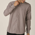 Cordell Mandarin Collar Button Up // Light Brown (Medium)
