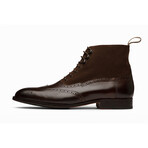Suede Combination Balmoral Boots // Dark Brown (US: 8)