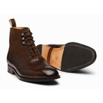 Suede Combination Balmoral Boots // Dark Brown (US: 8)