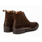 Suede Combination Balmoral Boots // Dark Brown (US: 8)