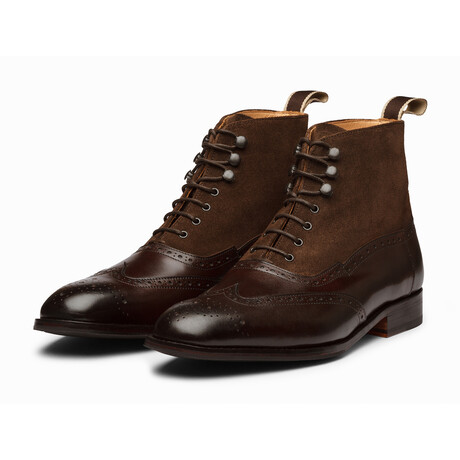 Suede Combination Balmoral Boots // Dark Brown (US: 7)