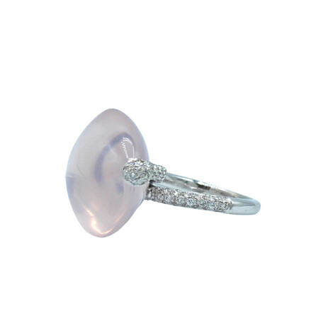 Piero Milano // 18K White Gold Diamond + Quartz Ring // Ring Size: 6.75 // Pre-Owned