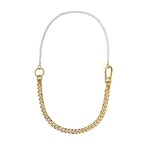 Half Pearl + Half Cuban Link Chain Necklace // 17" // Gold